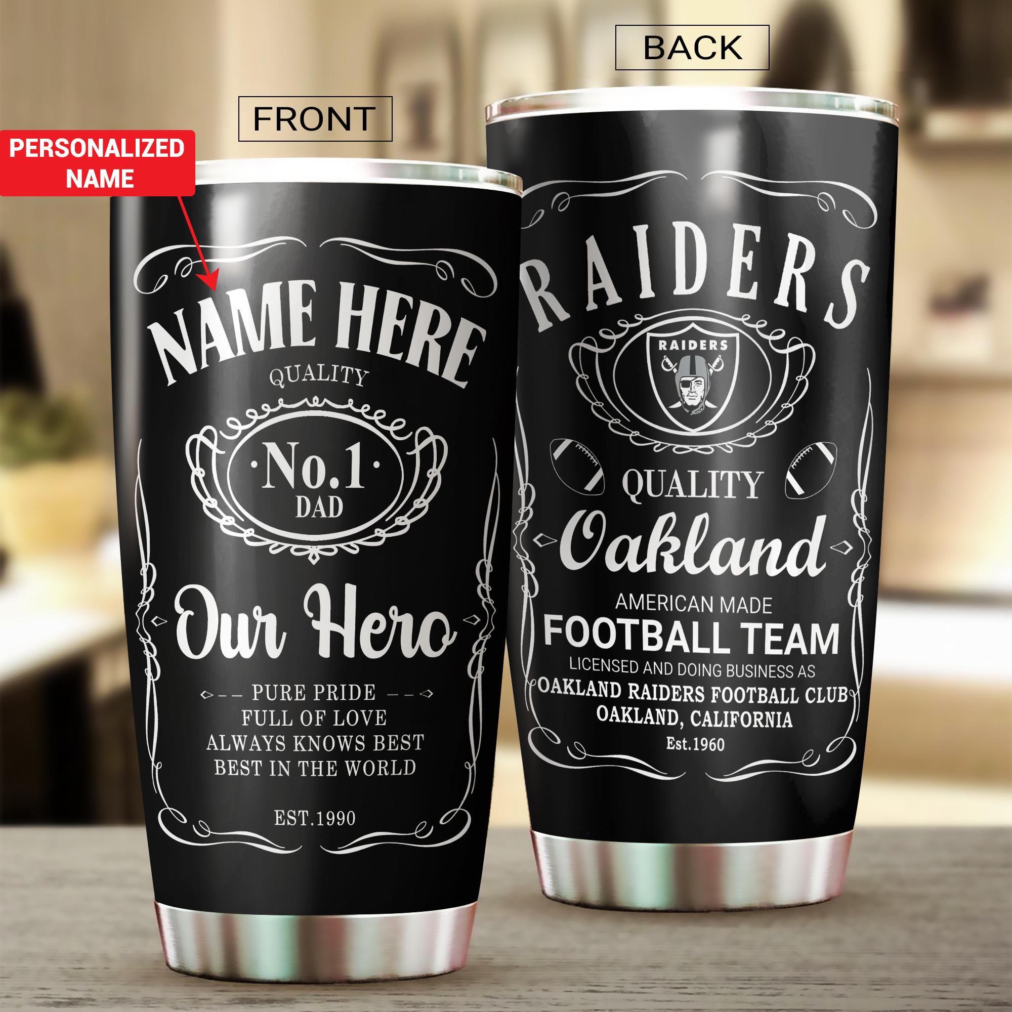 Las Vegas Raiders Black 20oz. Personalized Dad Stainless Steel Tumbler