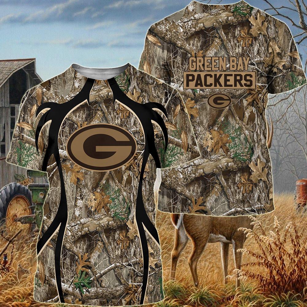 NFL Green Bay Packers Deer Hunting Camo Hoodie 3D