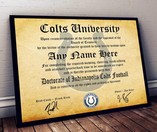 INDIANAPOLIS COLTS ~ CERTIFICATE ~ DIPLOMA ~ FUN ~  MAN CAVE ~ 