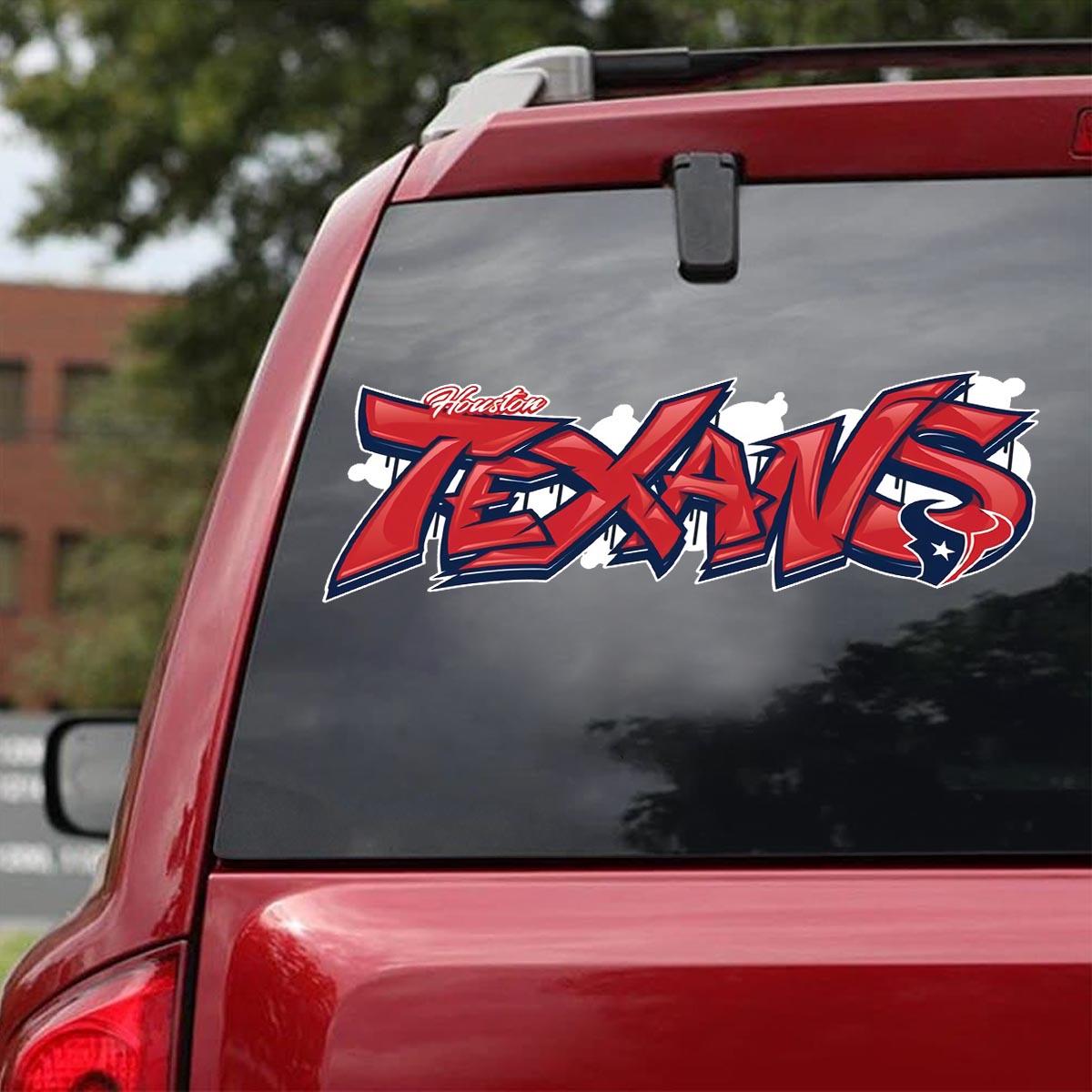 VINYL STICKER - Warning Driver A Houston Texans Fan Football NFL Logo Love