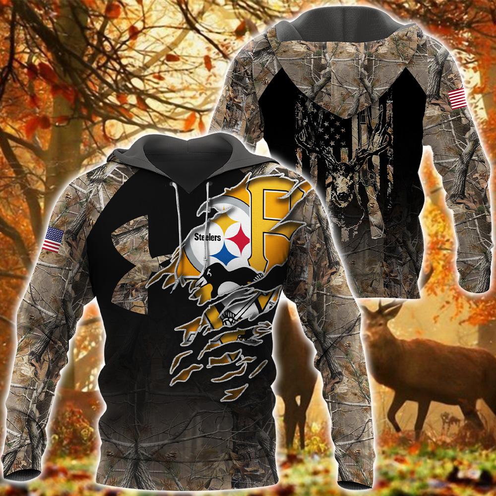 Personalized Pittsburgh Steelers hunting camo NFL custom jersey shirt,  hoodie • Kybershop