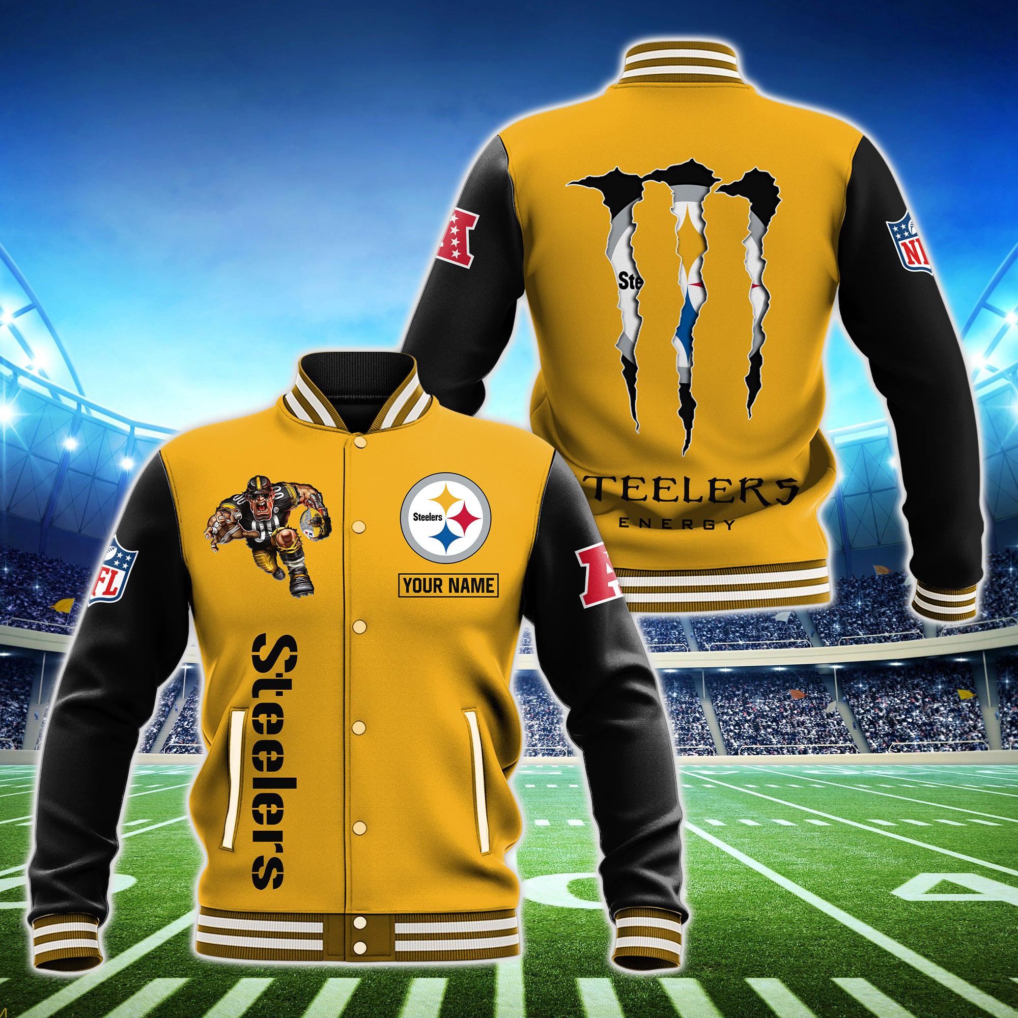 DS004-NFL25-Pittsburgh Steelers-Personalized Baseball Jacket Perfect ...