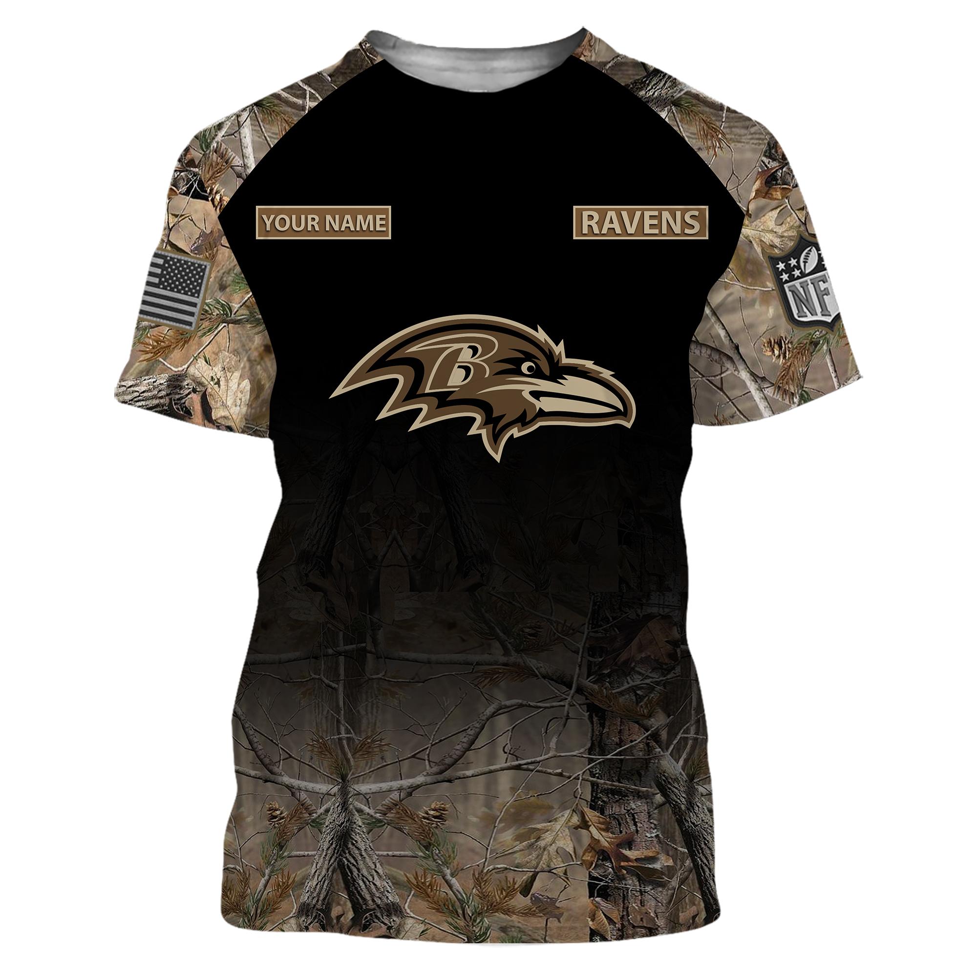 Baltimore Ravens NFL Personalized Your Name Fishing Camo Hoodie 3D All Over  Print