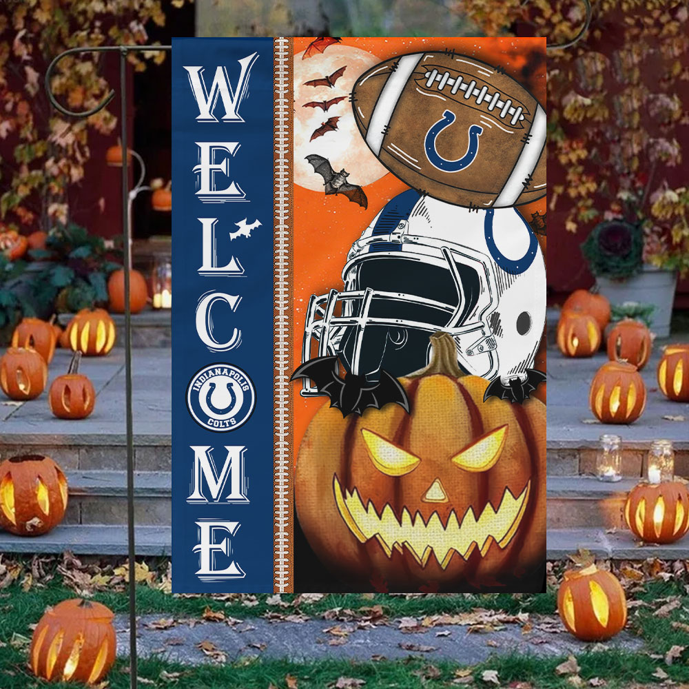 Indianapolis Colts Welcome Halloween Garden Flag, House Flag Double Sided Printed