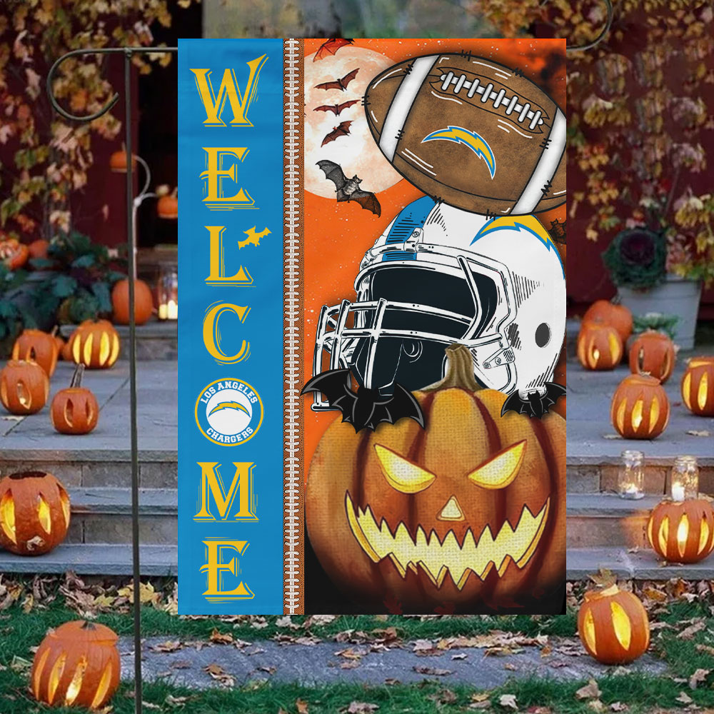 Los Angeles Chargers Welcome Halloween Garden Flag, House Flag Double Sided Printed