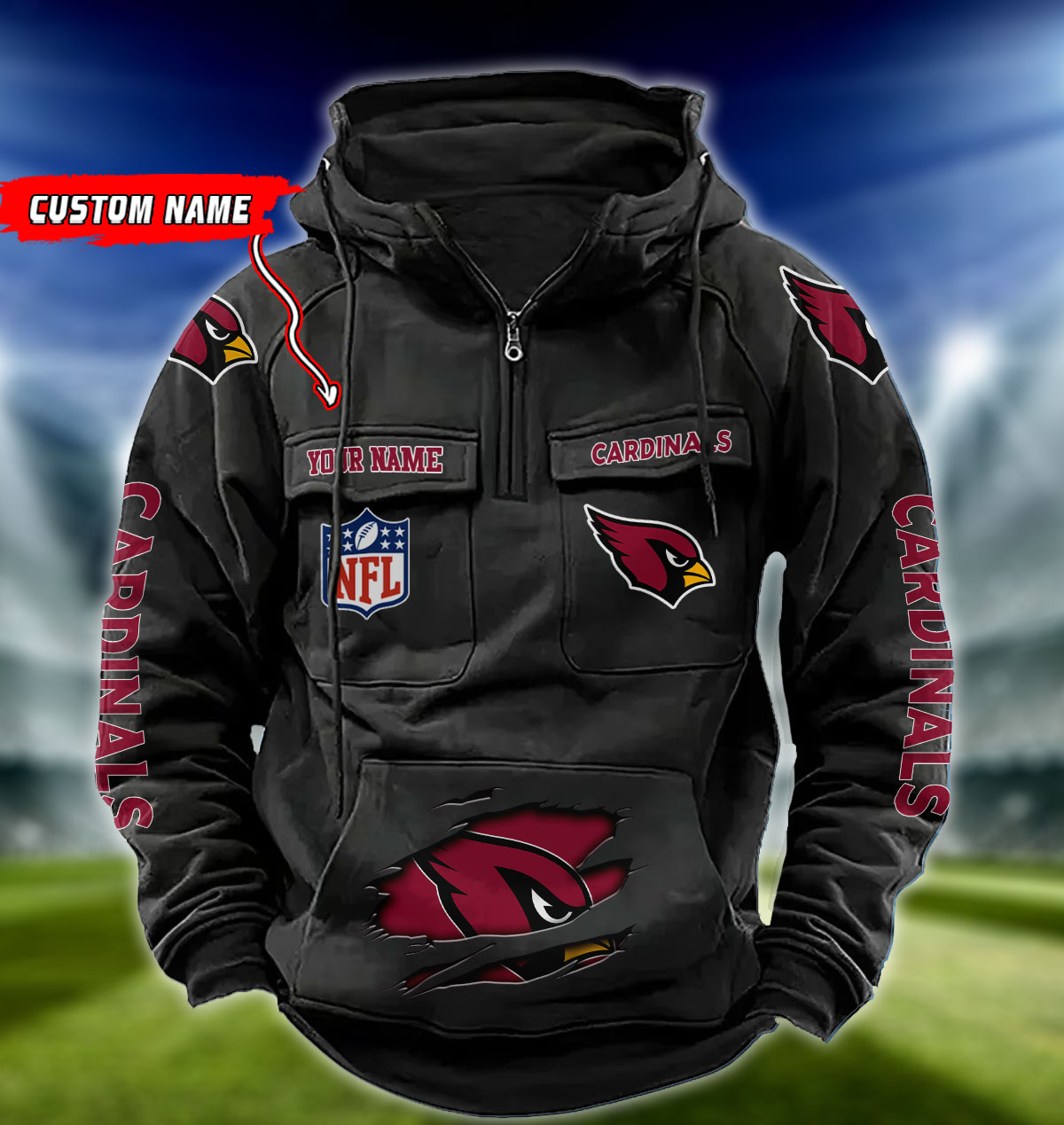 NFL Arizona Cardinals - Vintage Hoodie - Custom Name