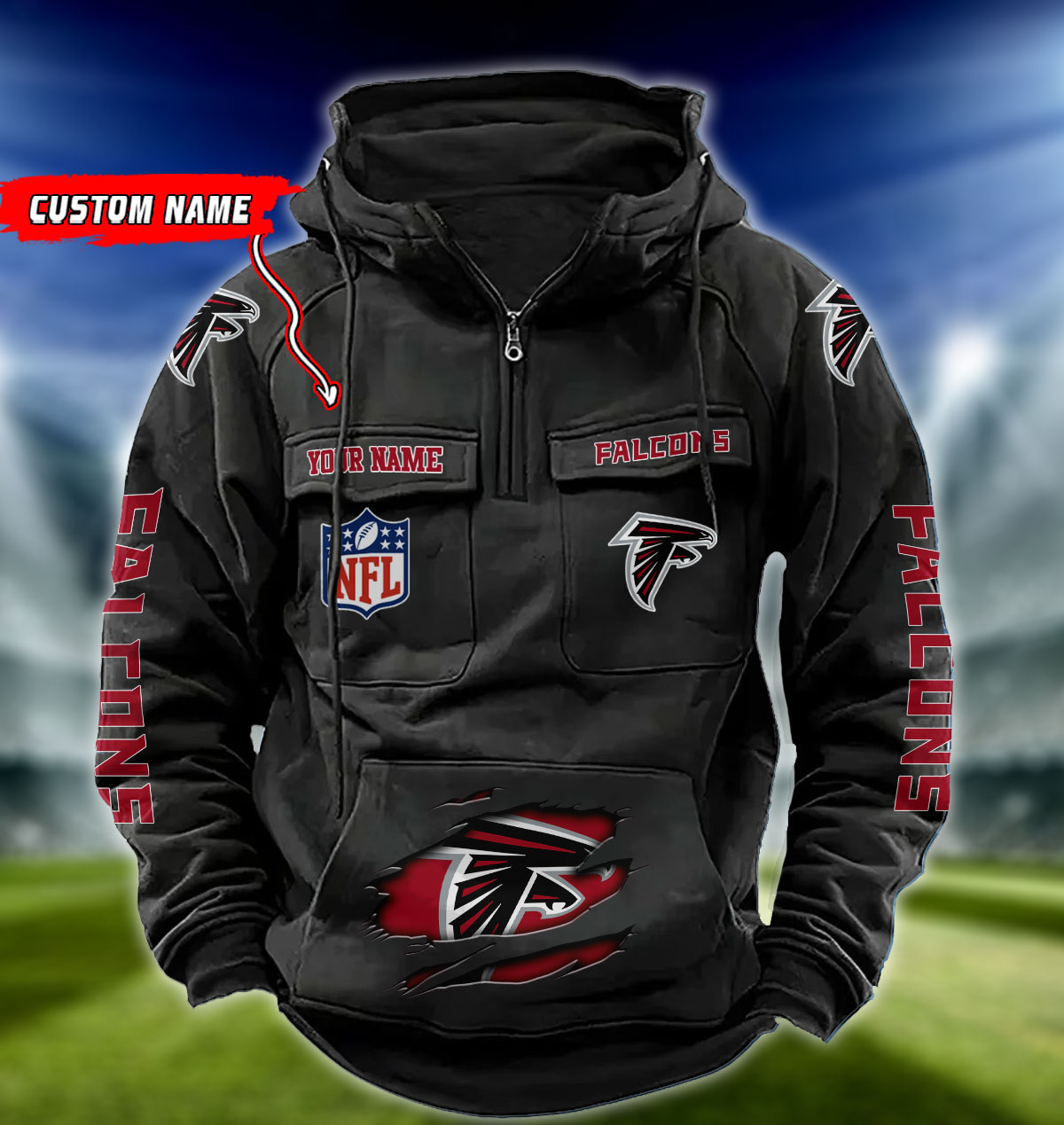 NFL Atlanta Falcons - Vintage Hoodie - Custom Name