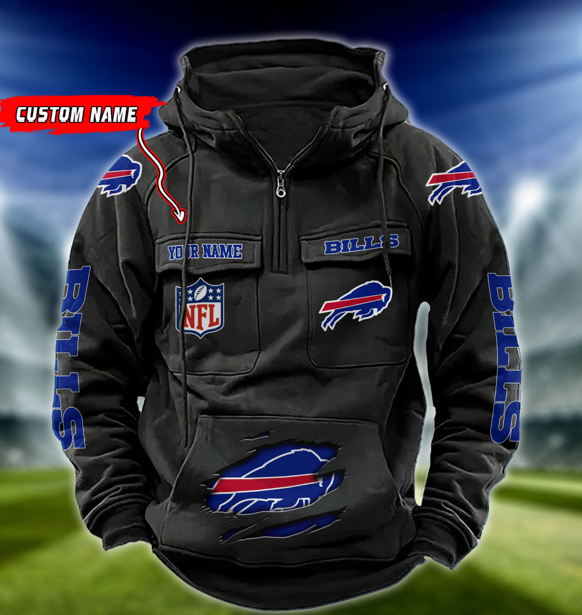 NFL Buffalo Bills - Vintage Hoodie - Custom Name