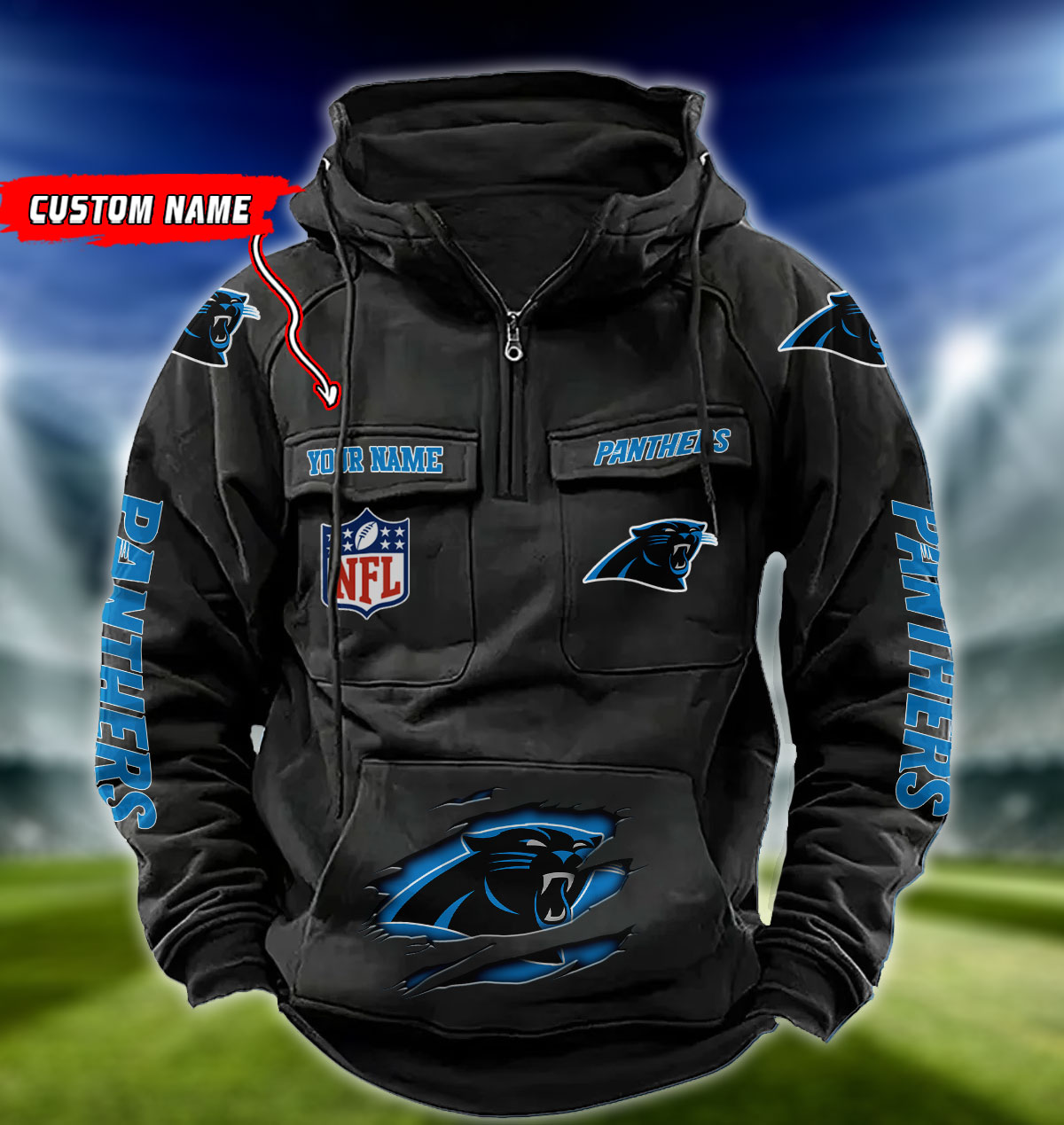 NFL Carolina Panthers - Vintage Hoodie - Custom Name