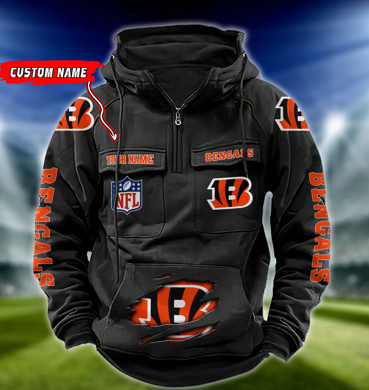 NFL Cincinnati Bengals - Vintage Hoodie - Custom Name