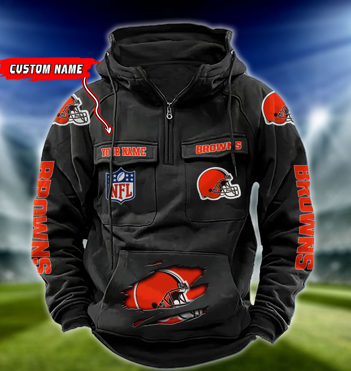 NFL Cleveland Browns - Vintage Hoodie - Custom Name