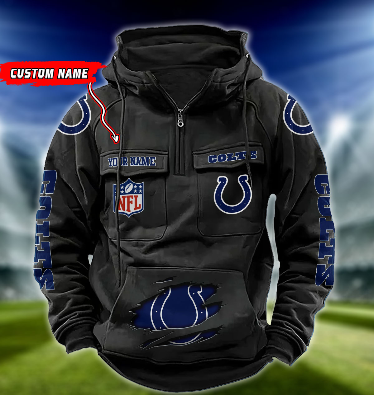 NFL Indianapolis Colts - Vintage Hoodie - Custom Name