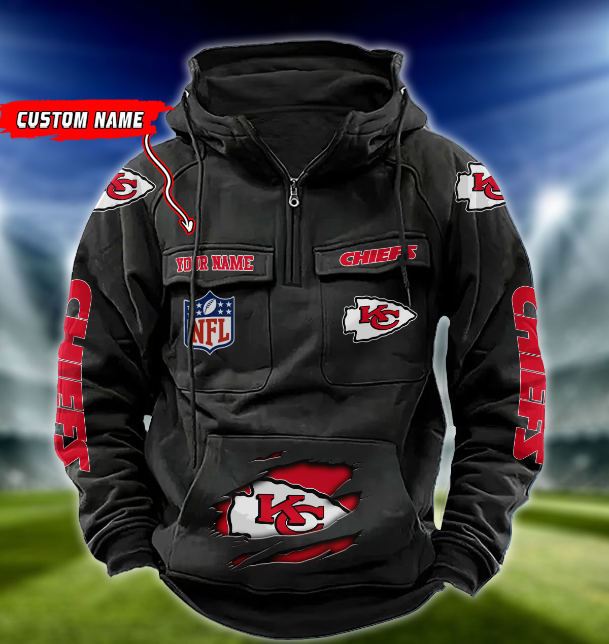 NFL Kansas City Chiefs - Vintage Hoodie - Custom Name