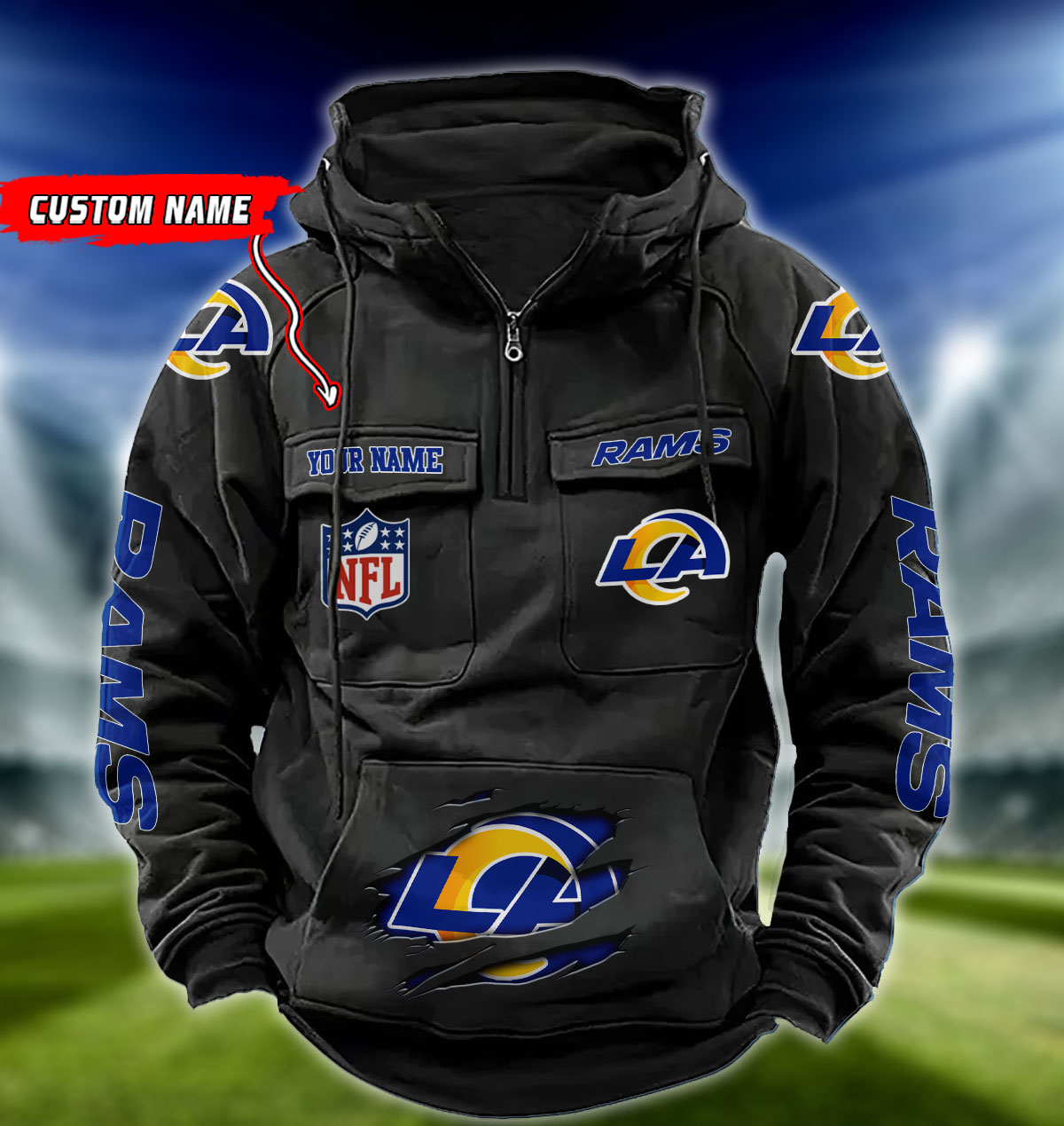 NFL Los Angeles Rams - Vintage Hoodie - Custom Name