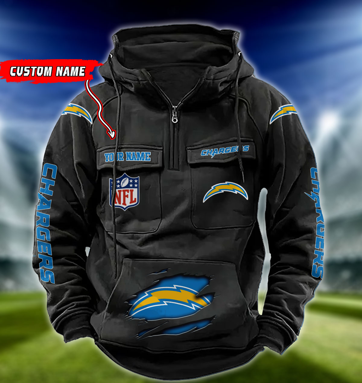 NFL Los Angeles Chargers - Vintage Hoodie - Custom Name