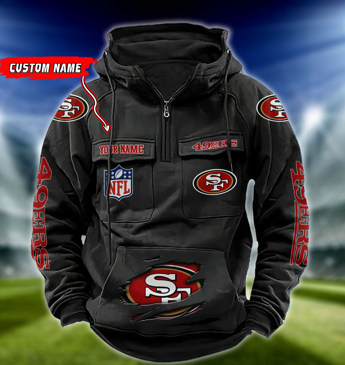 NFL San Francisco 49ers - Vintage Hoodie - Custom Name