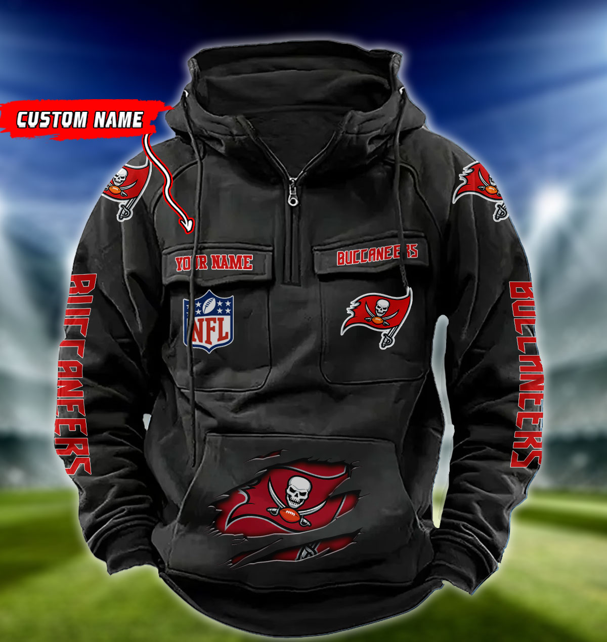 NFL Tampa Bay Buccaneers - Vintage Hoodie - Custom Name