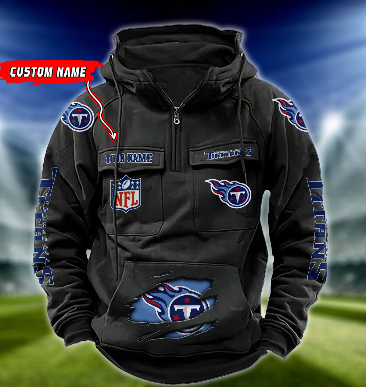 NFL Tennessee Titans - Vintage Hoodie - Custom Name