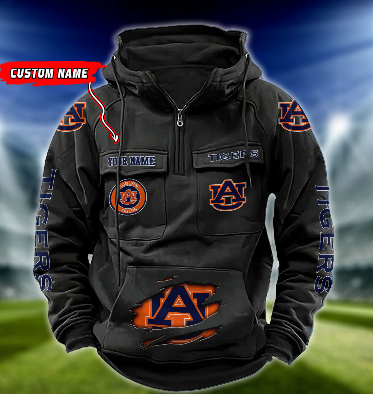 ZNCAA Auburn Tigers - Vintage Hoodie - Custom Name