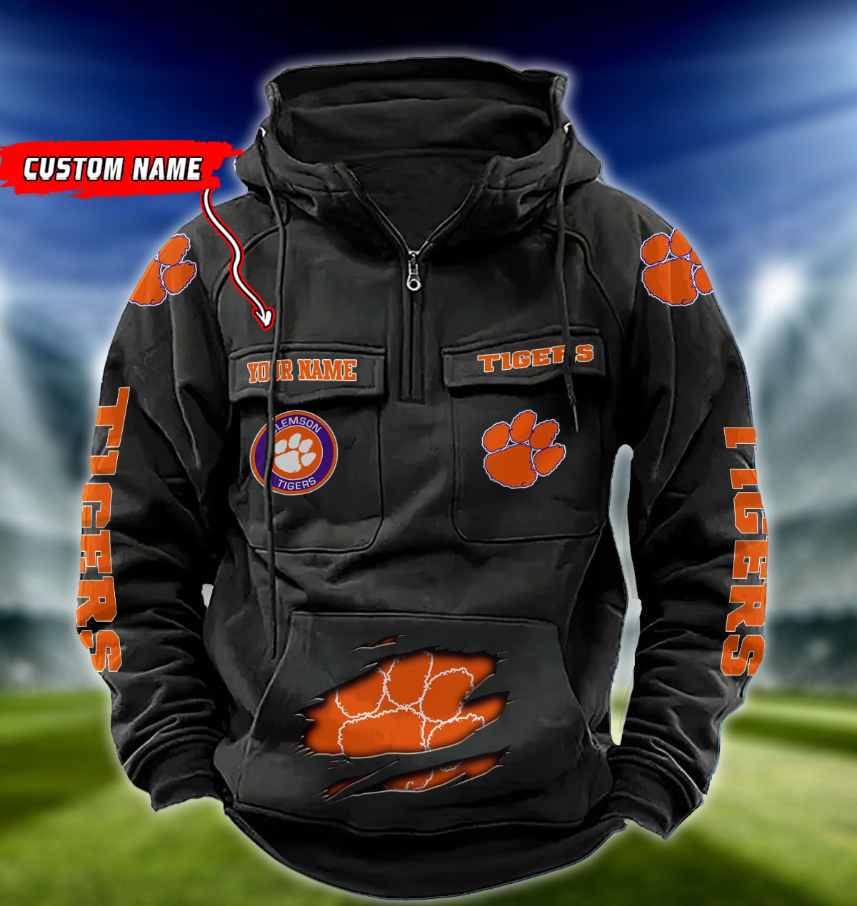 ZNCAA Clemson Tigers - Vintage Hoodie - Custom Name