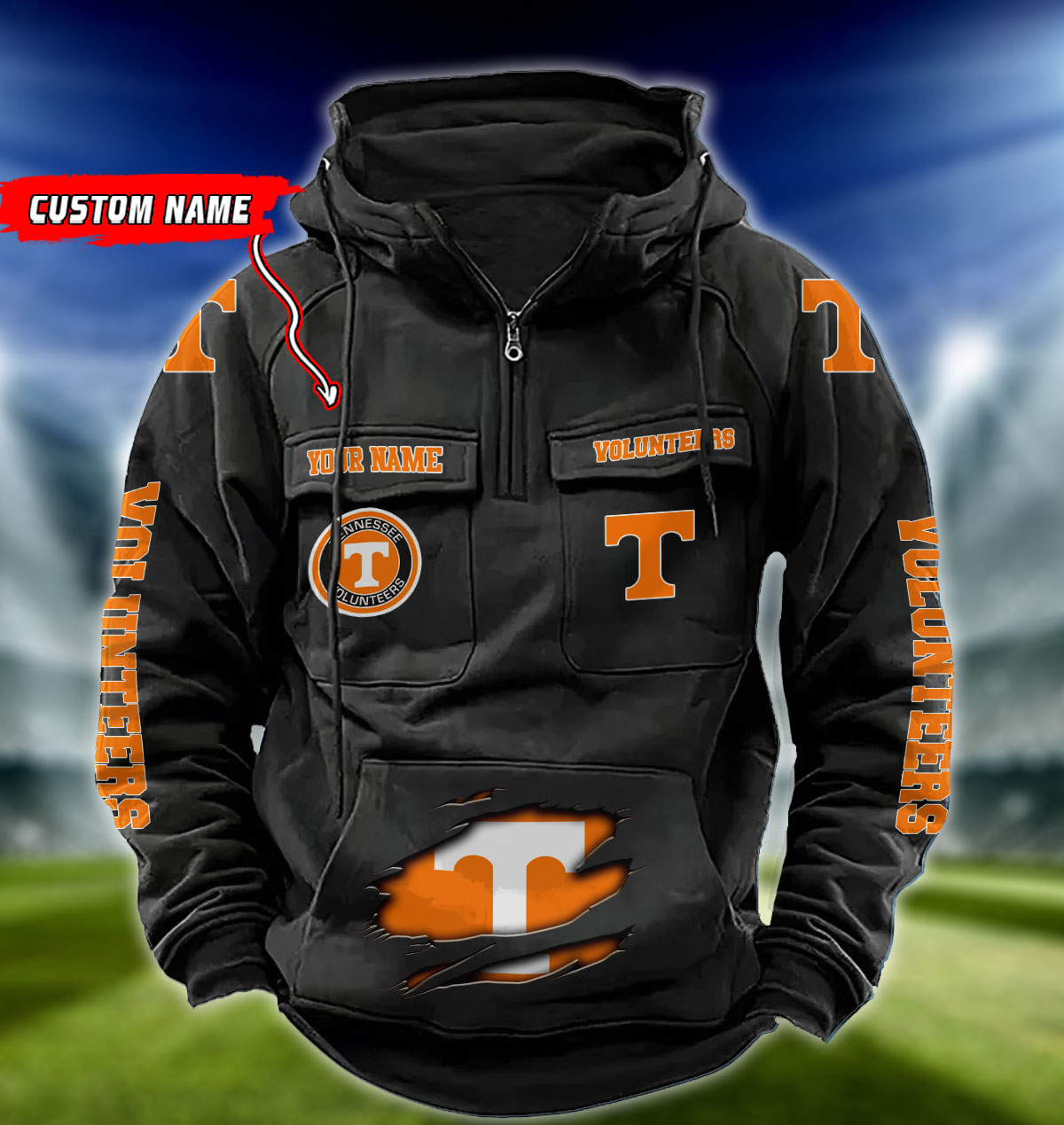 ZNCAA Tennessee Volunteers - Vintage Hoodie - Custom Name