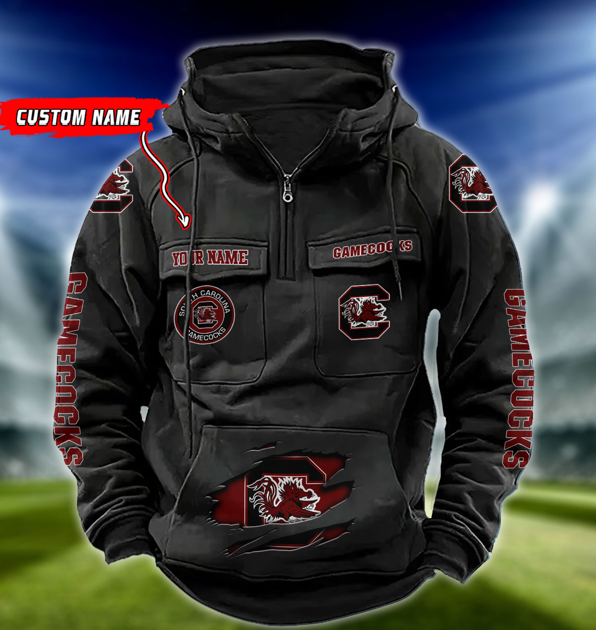 ZNCAA South Carolina Gamecocks - Vintage Hoodie - Custom Name