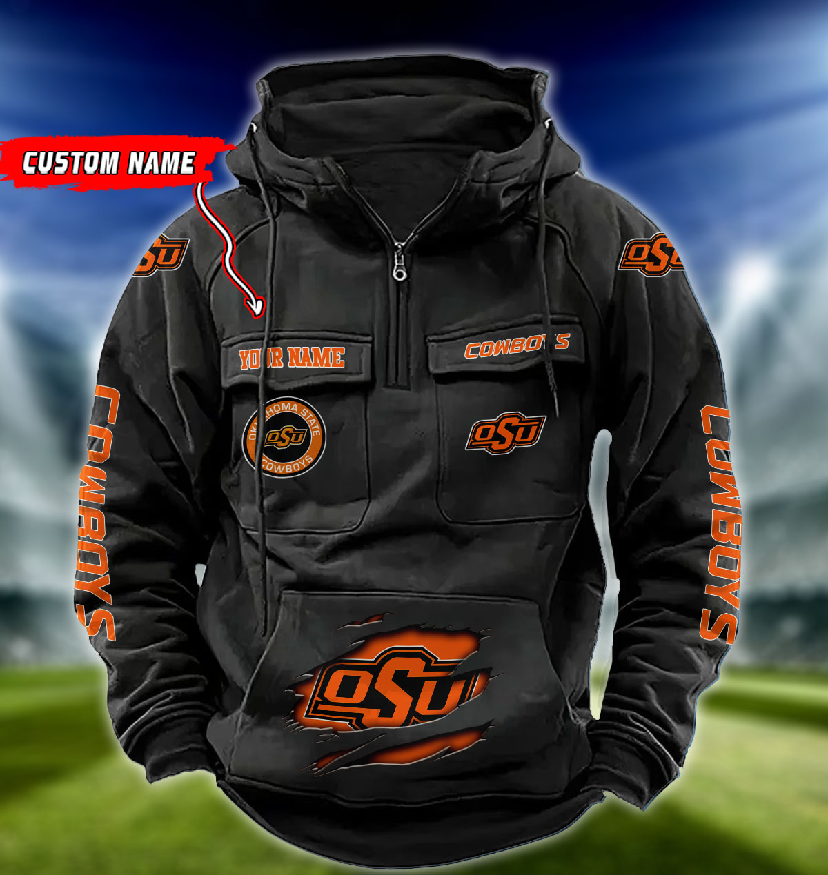 ZNCAA Oklahoma State Cowboys - Vintage Hoodie - Custom Name