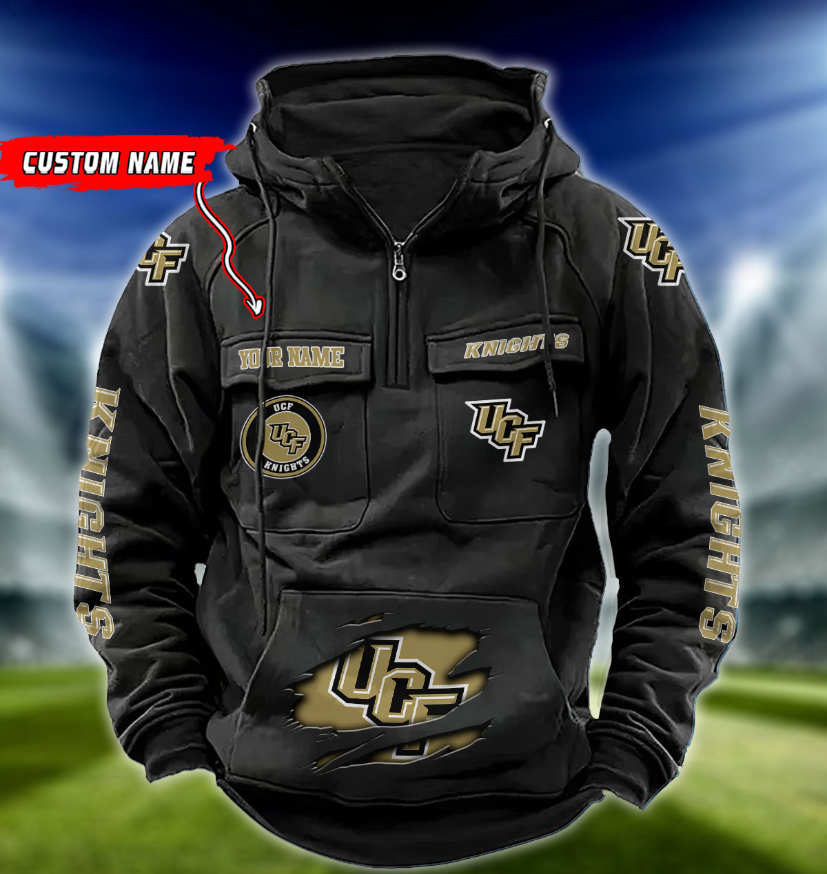 ZNCAA UCF Knights - Vintage Hoodie - Custom Name