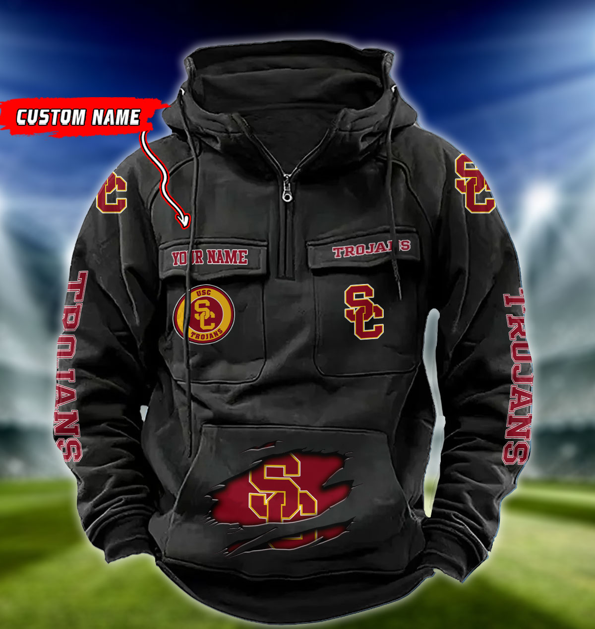 ZNCAA USC Trojans - Vintage Hoodie - Custom Name