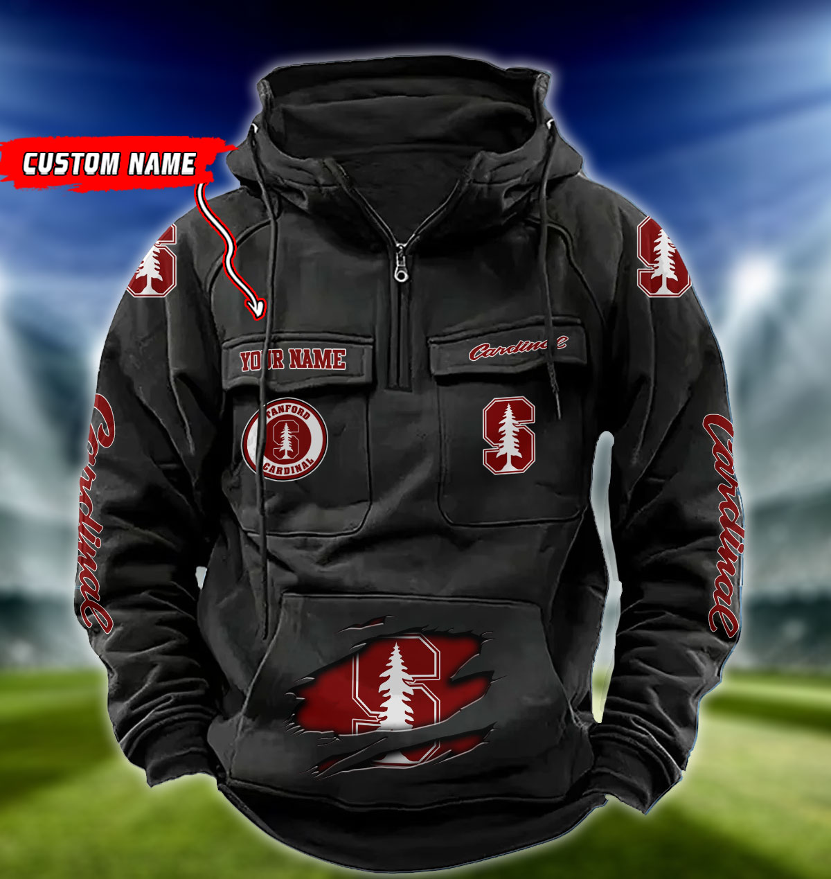 ZNCAA Stanford Cardinal - Vintage Hoodie - Custom Name