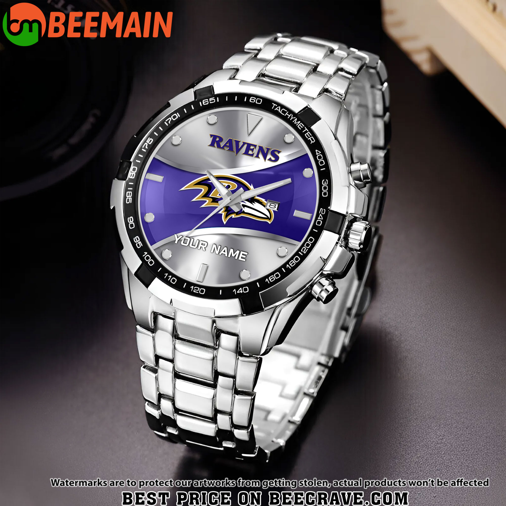 NFL Baltimore Ravens - Alloy Men Quartz Watch - Custom Name