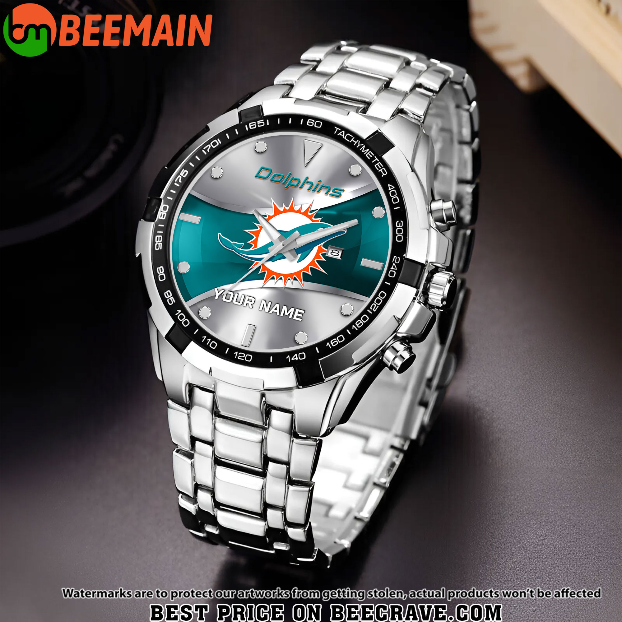 NFL Miami Dolphins - Alloy Men Quartz Watch - Custom Name