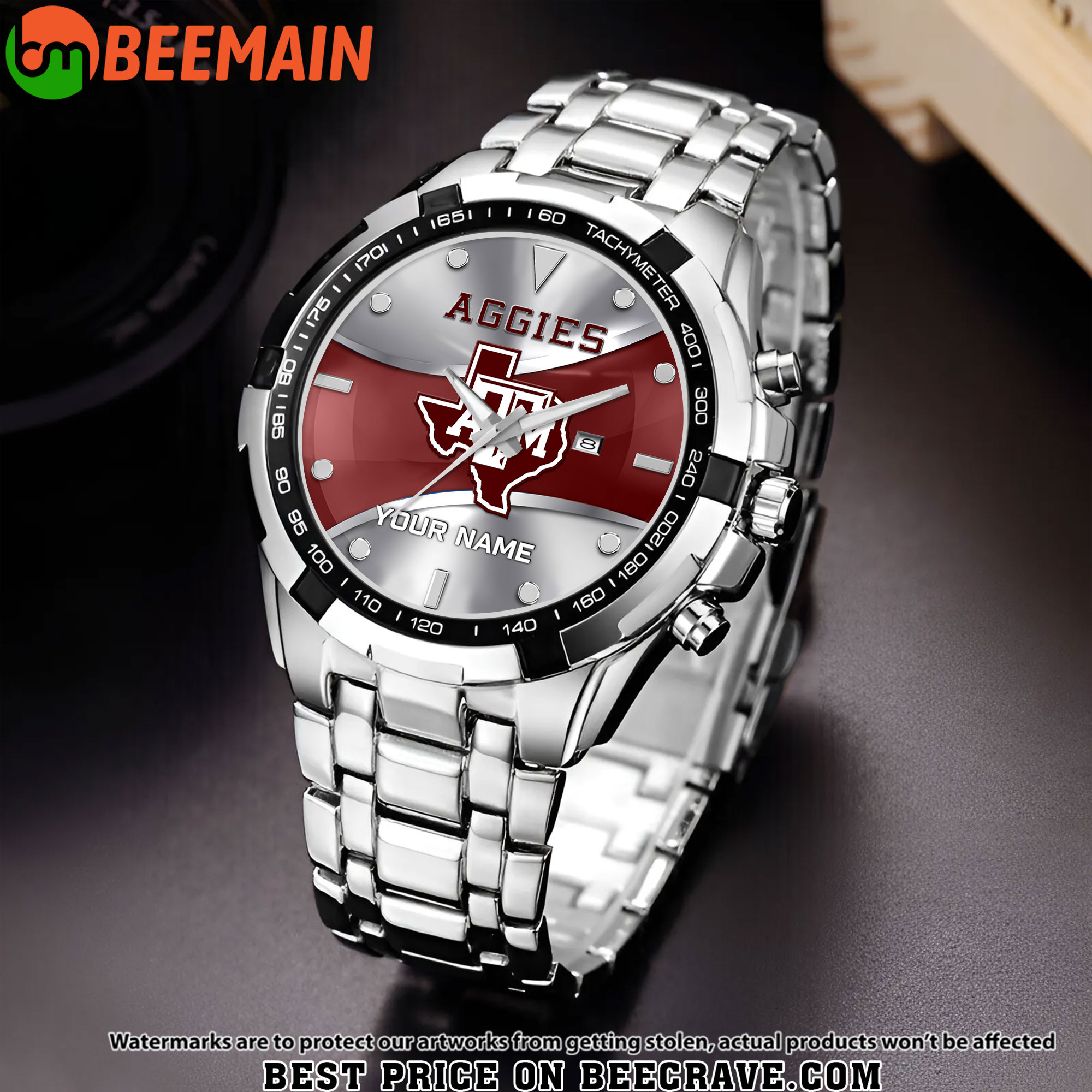 ZNCAA Texas A_M Aggies - Alloy Men Quartz Watch - Custom Name