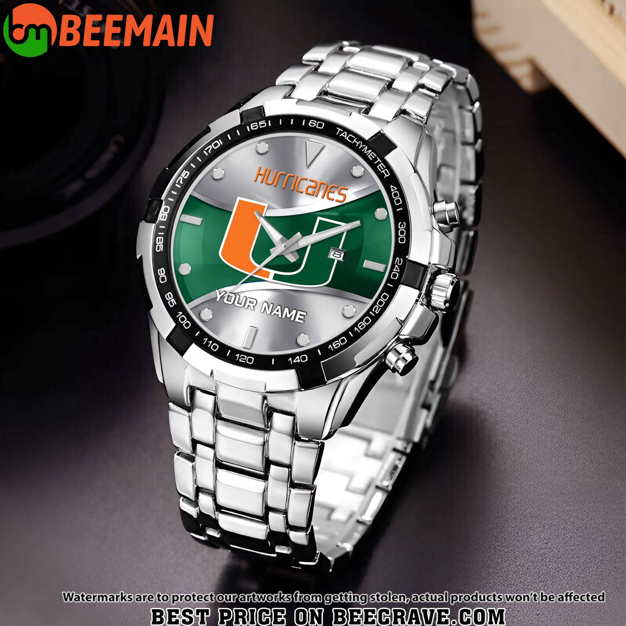 ZNCAA Miami Hurricanes - Alloy Men Quartz Watch - Custom Name