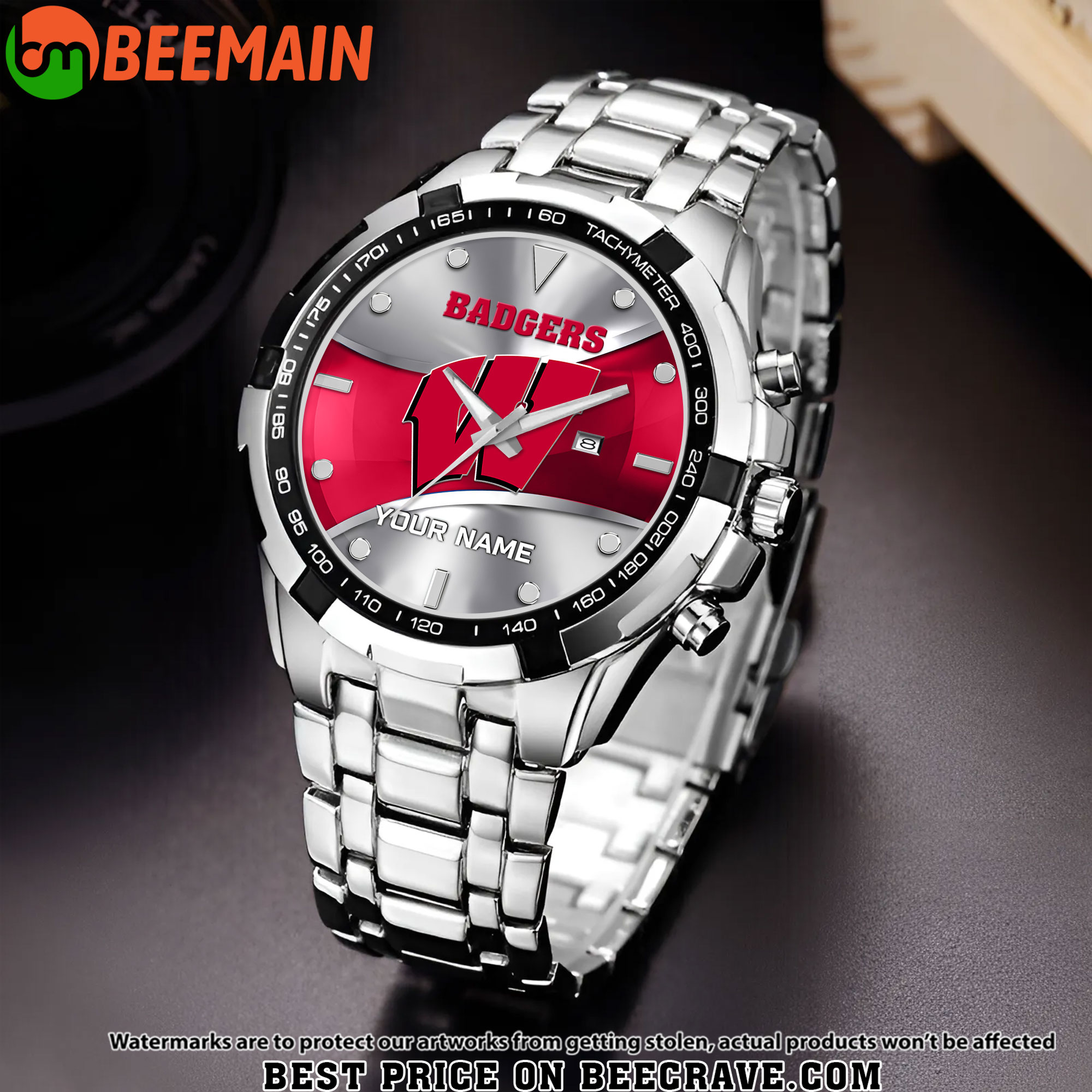 ZNCAA Wisconsin Badgers - Alloy Men Quartz Watch - Custom Name