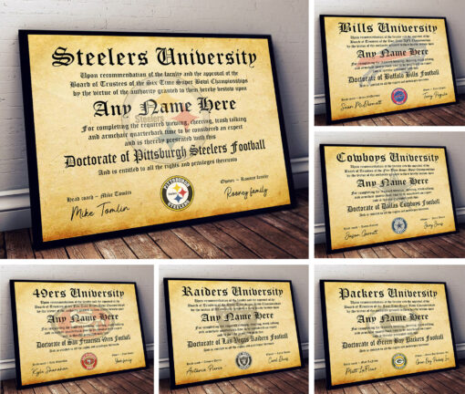 NFL Any Team - Personalized Football Certificate Poster
