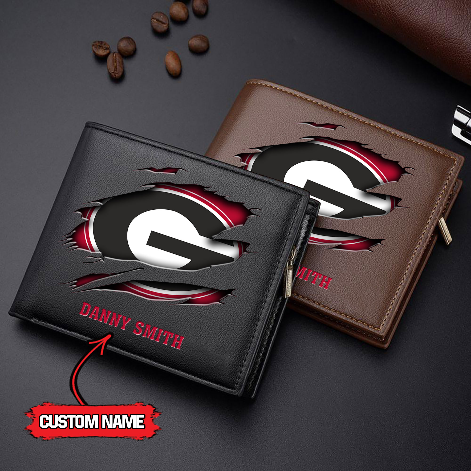 ZNCAA Georgia Bulldogs - Men’s Leather Wallet – Custom Name