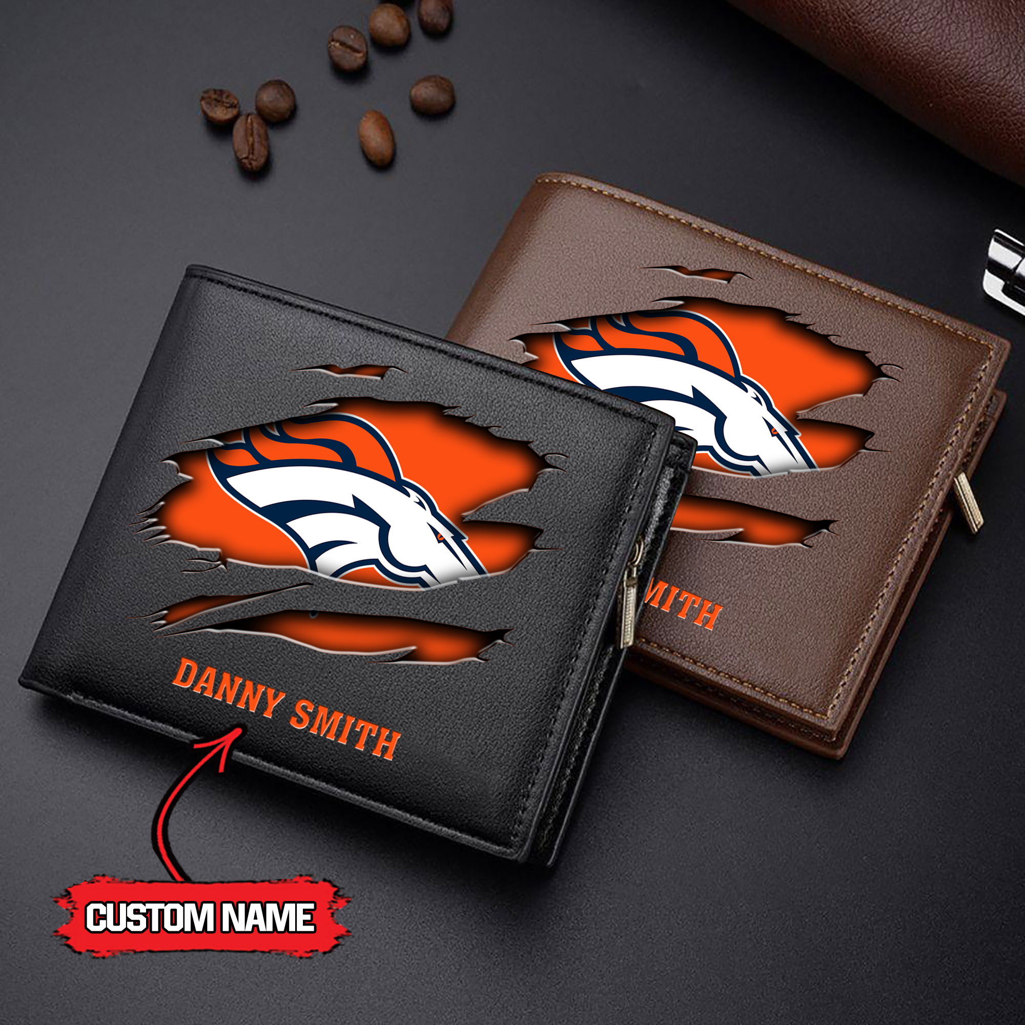 NFL Denver Broncos - Men’s Leather Wallet – Custom Name