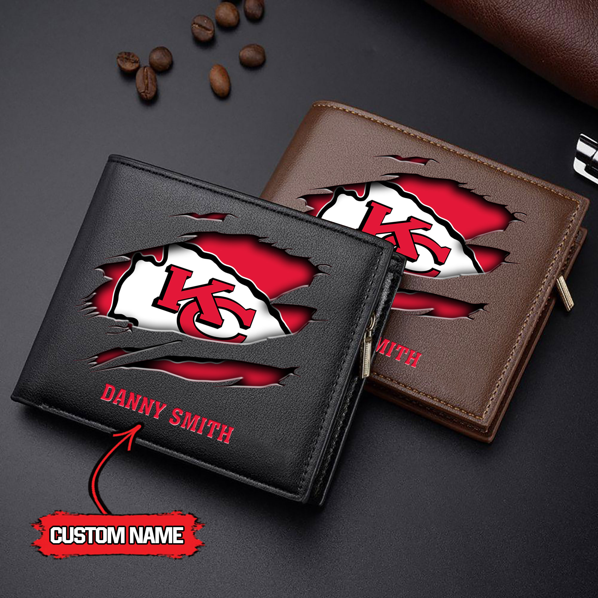 NFL Kansas City Chiefs - Men’s Leather Wallet – Custom Name