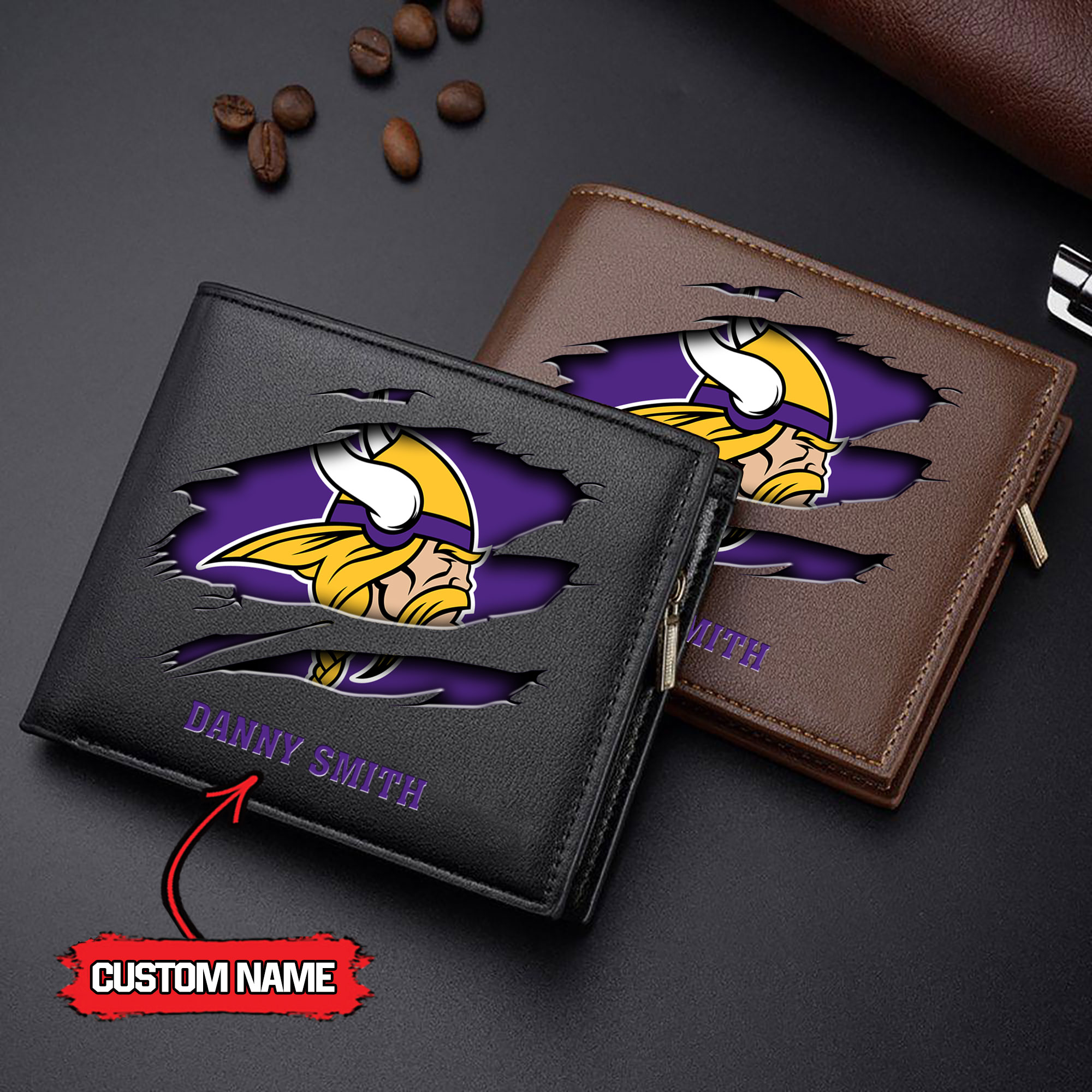 NFL Minnesota Vikings - Men’s Leather Wallet – Custom Name