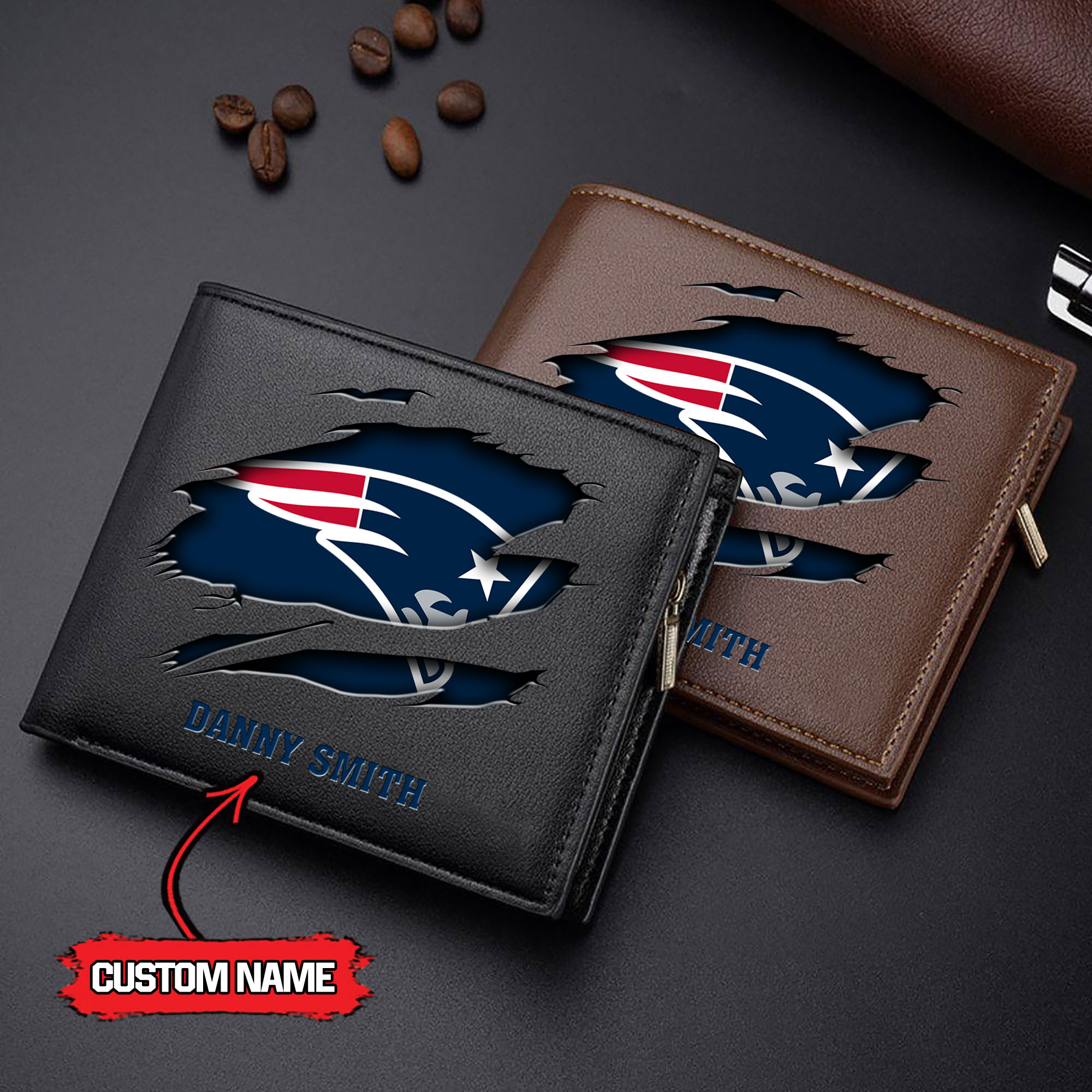 NFL New England Patriots - Men’s Leather Wallet – Custom Name