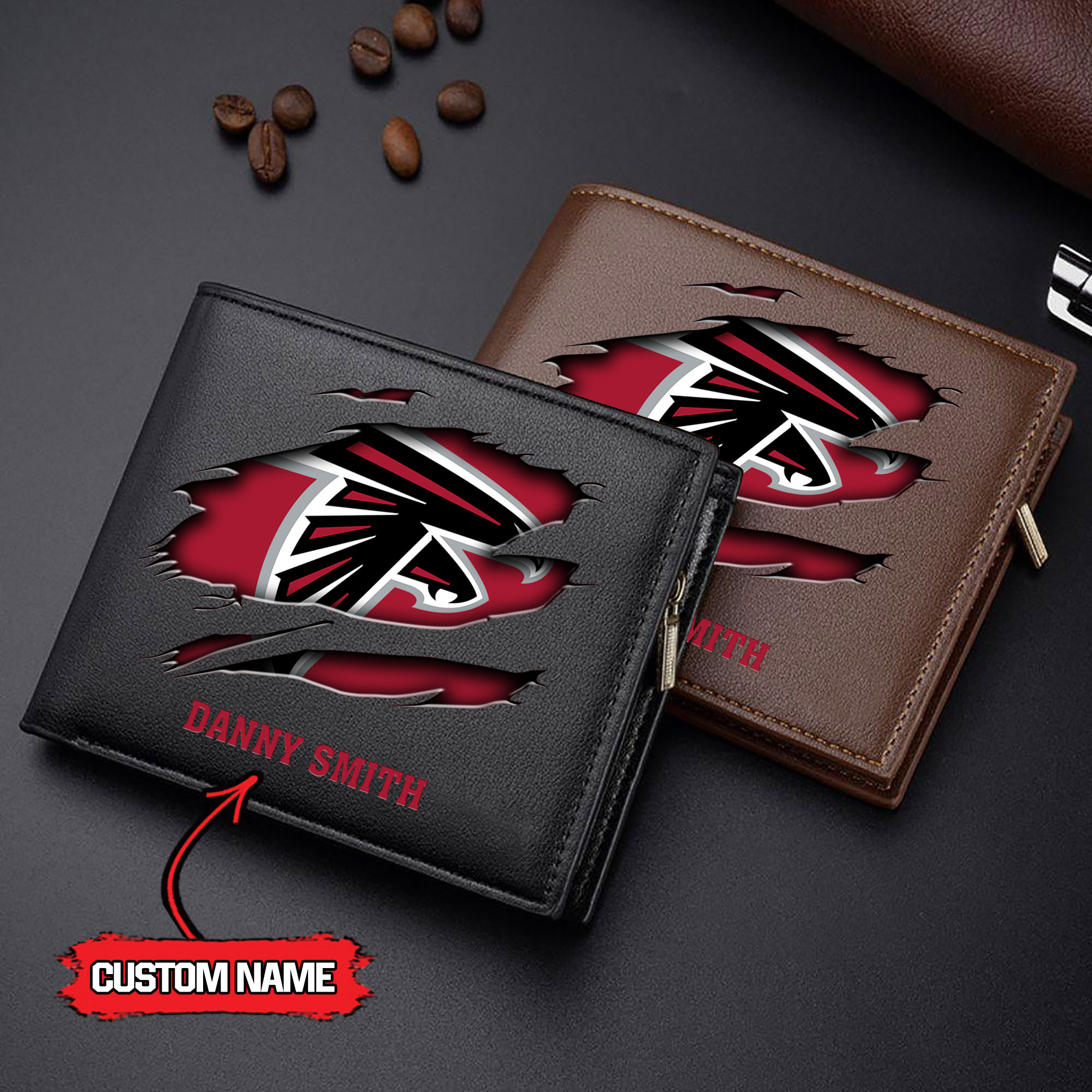 NFL Atlanta Falcons - Men’s Leather Wallet – Custom Name