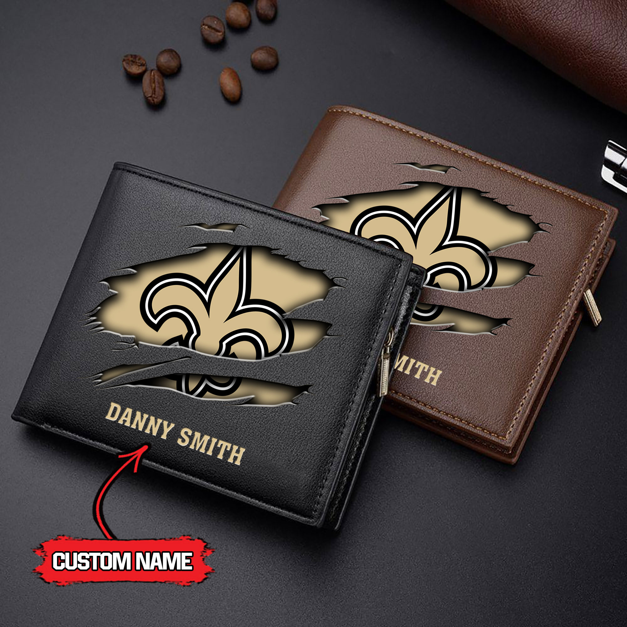 NFL New Orleans Saints - Men’s Leather Wallet – Custom Name