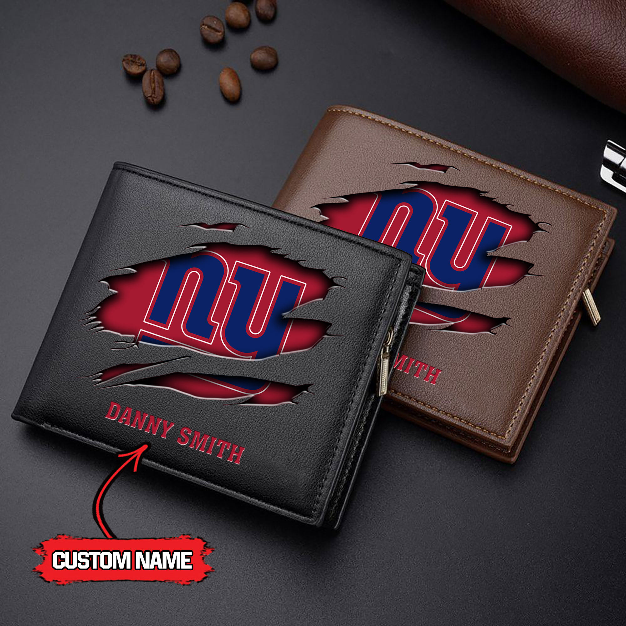 NFL New York Giants - Men’s Leather Wallet – Custom Name