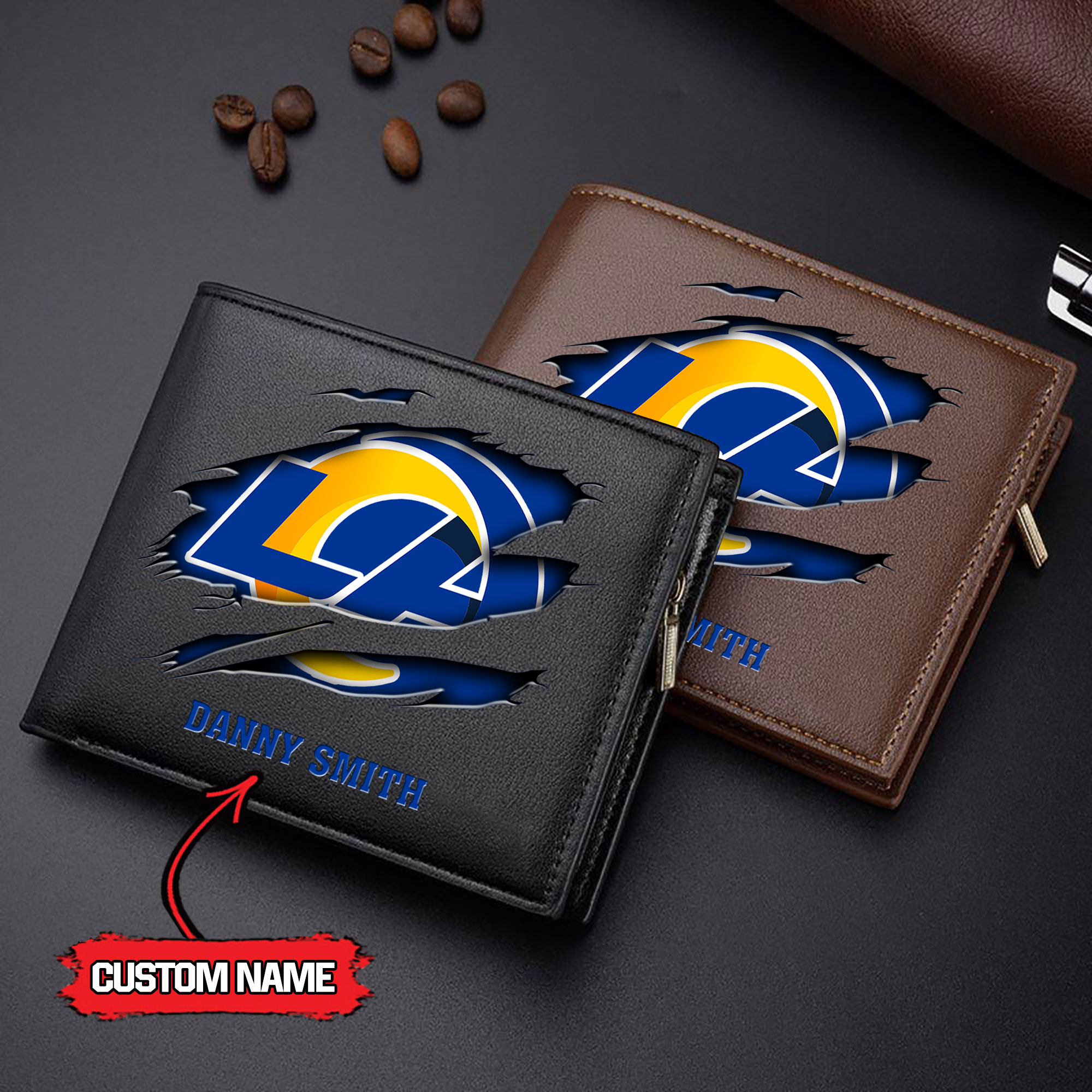 NFL Los Angeles Rams - Men’s Leather Wallet – Custom Name