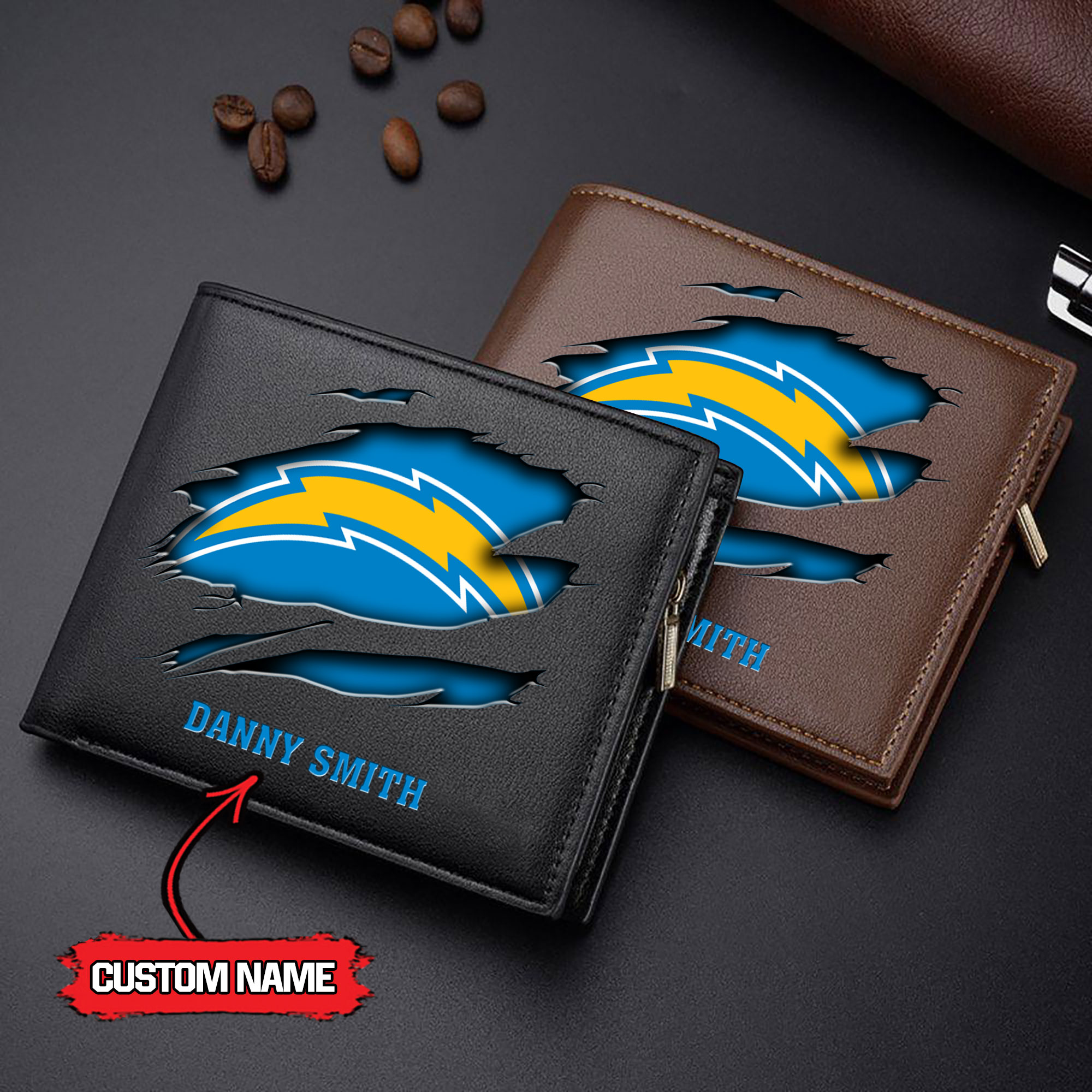 NFL Los Angeles Chargers - Men’s Leather Wallet – Custom Name