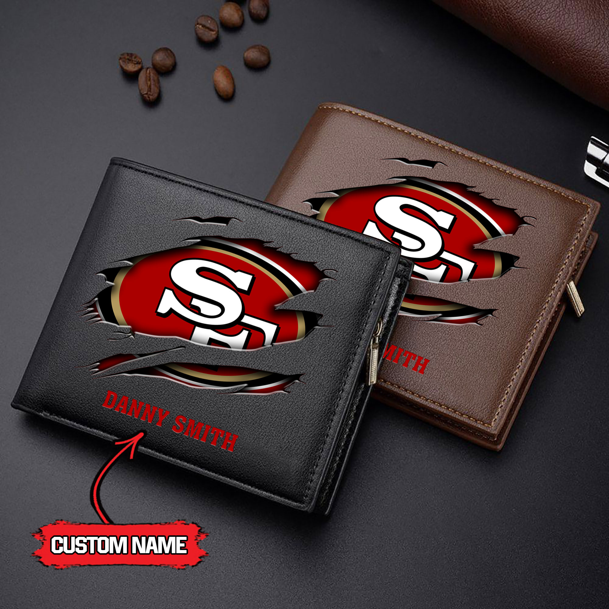NFL San Francisco 49ers - Men’s Leather Wallet – Custom Name