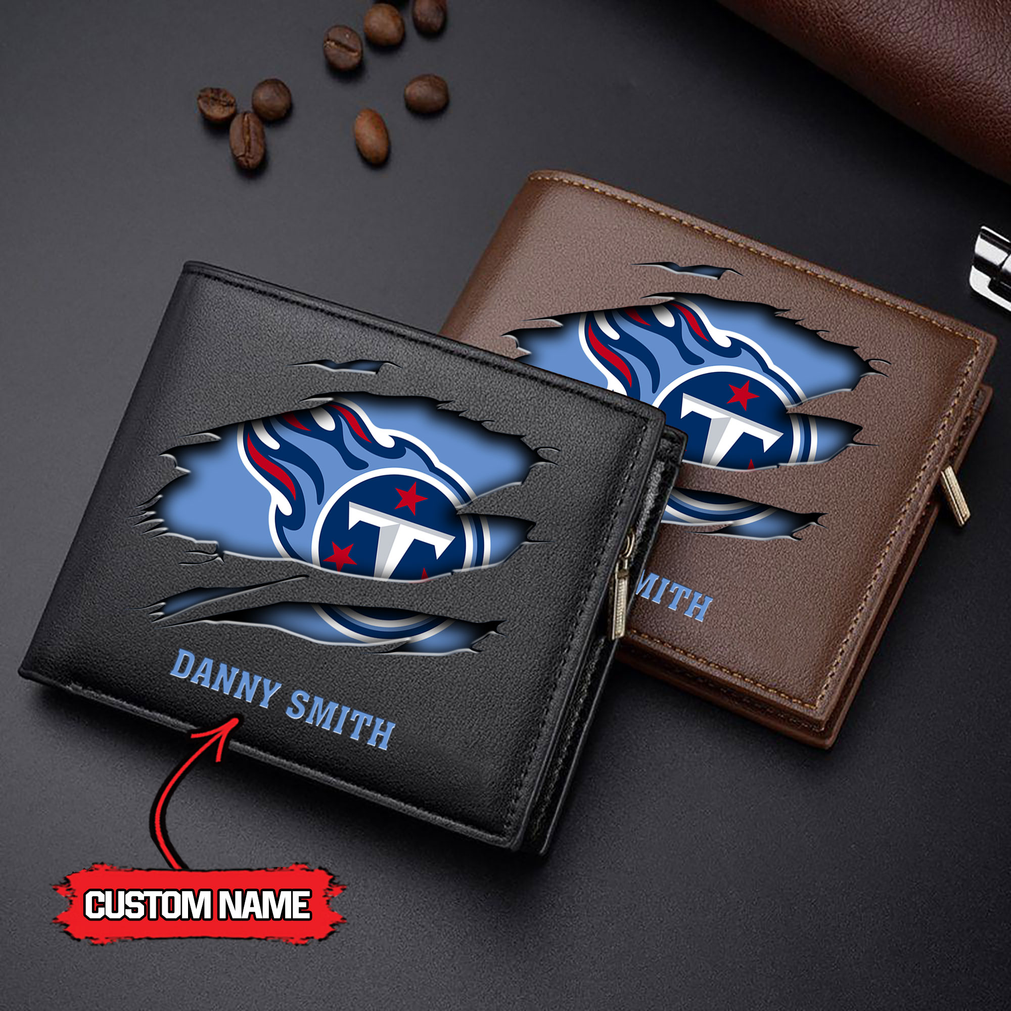 NFL Tennessee Titans - Men’s Leather Wallet – Custom Name