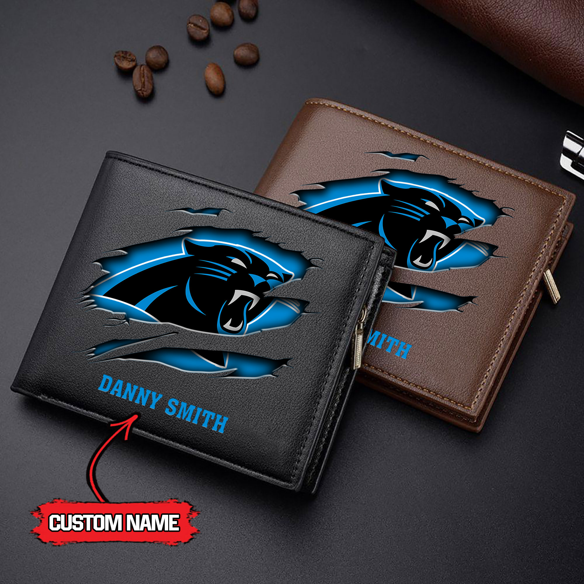 NFL Carolina Panthers - Men’s Leather Wallet – Custom Name