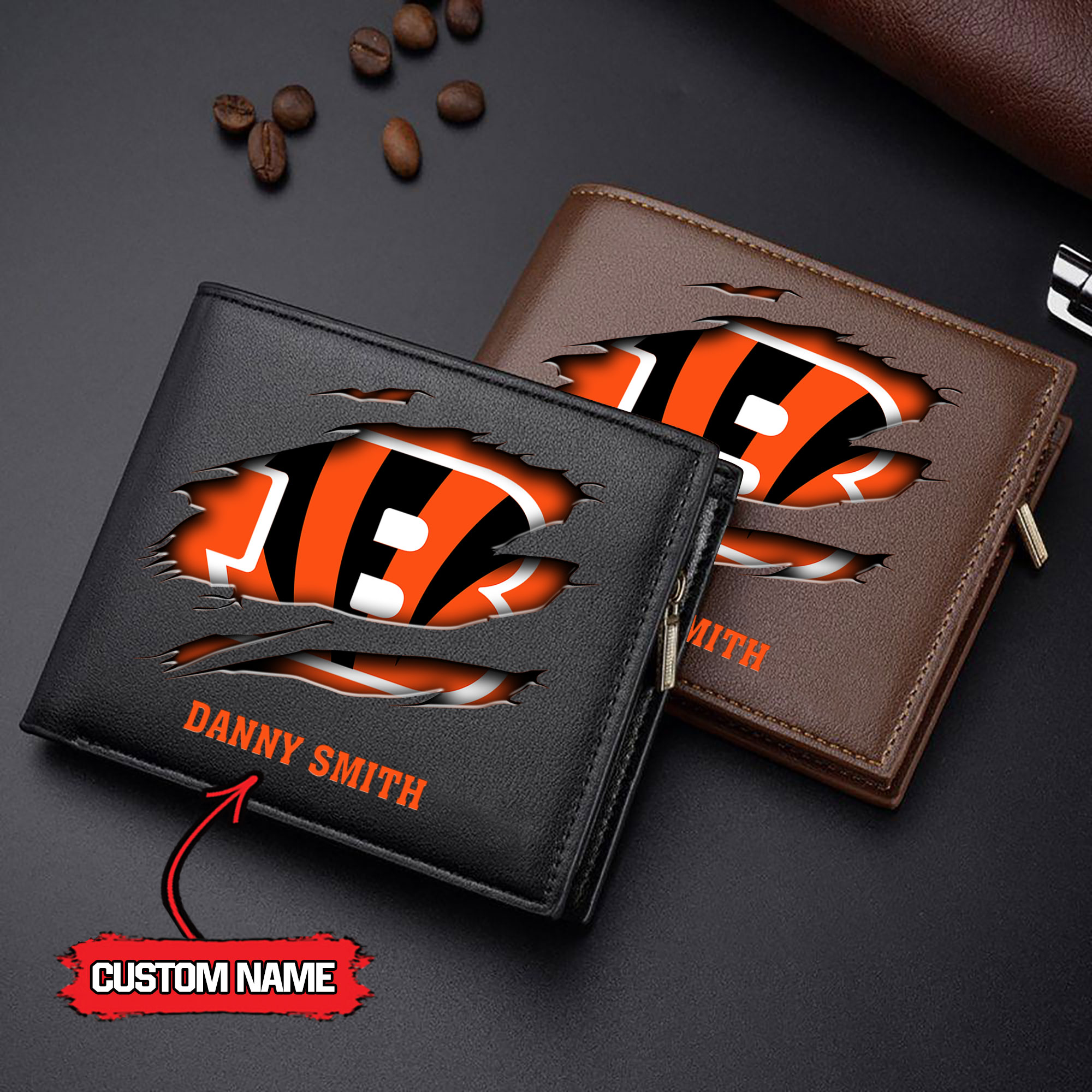 NFL Cincinnati Bengals - Men’s Leather Wallet – Custom Name